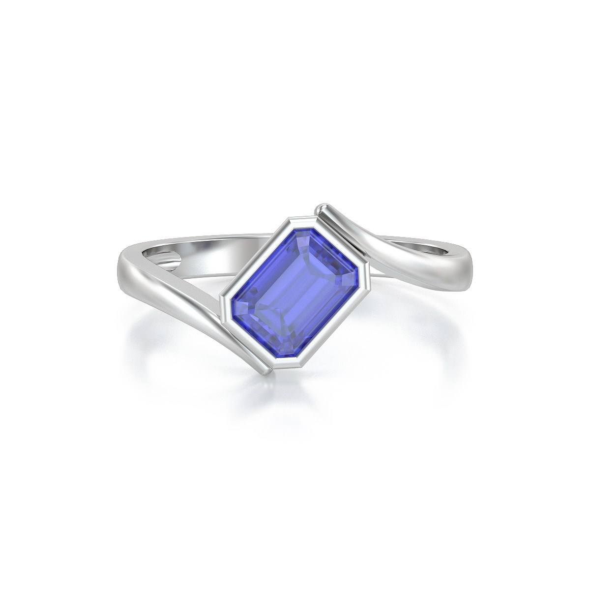 Bague ADEN Or 585 Blanc Tanzanite 2.26grs
