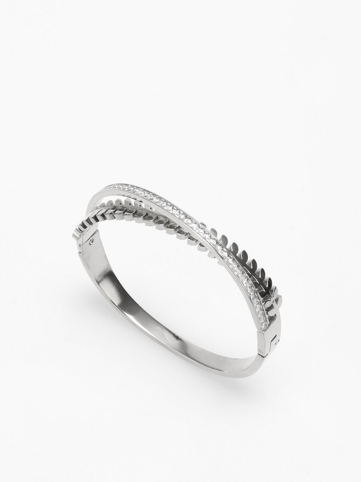 Bracelet croisé avec épis et strass- Argenté