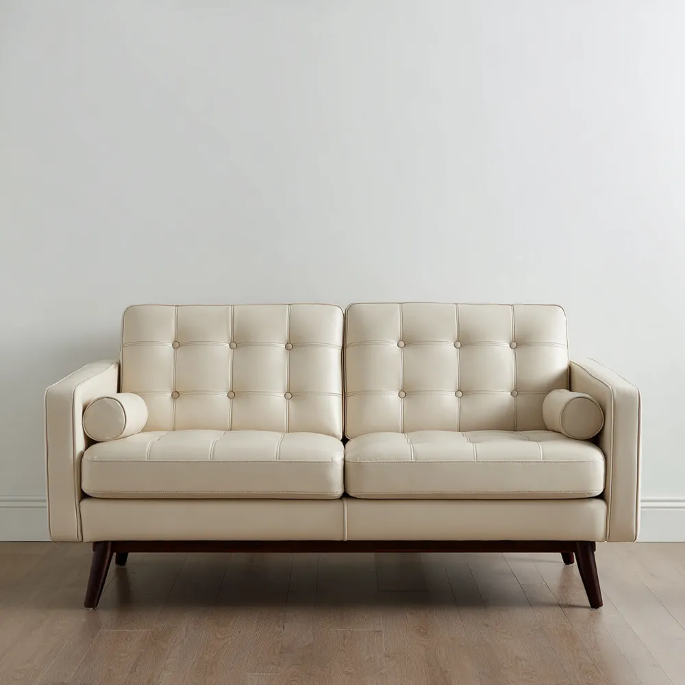 2-Sitzer-Sofa Leder 150x85x75 cm - Creme - Skandinavisches Design
