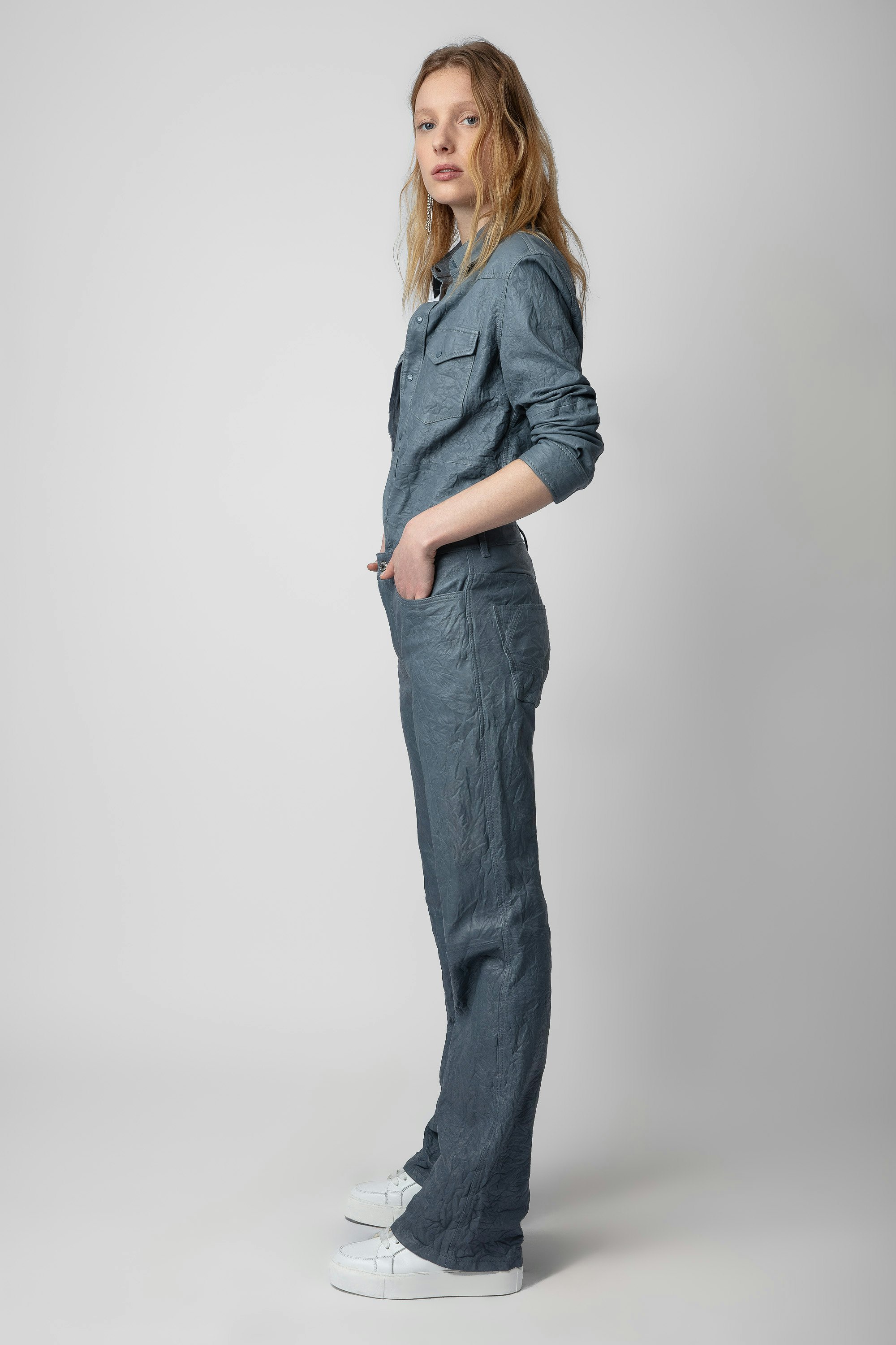Pantalon Pistol Cuir Froissé