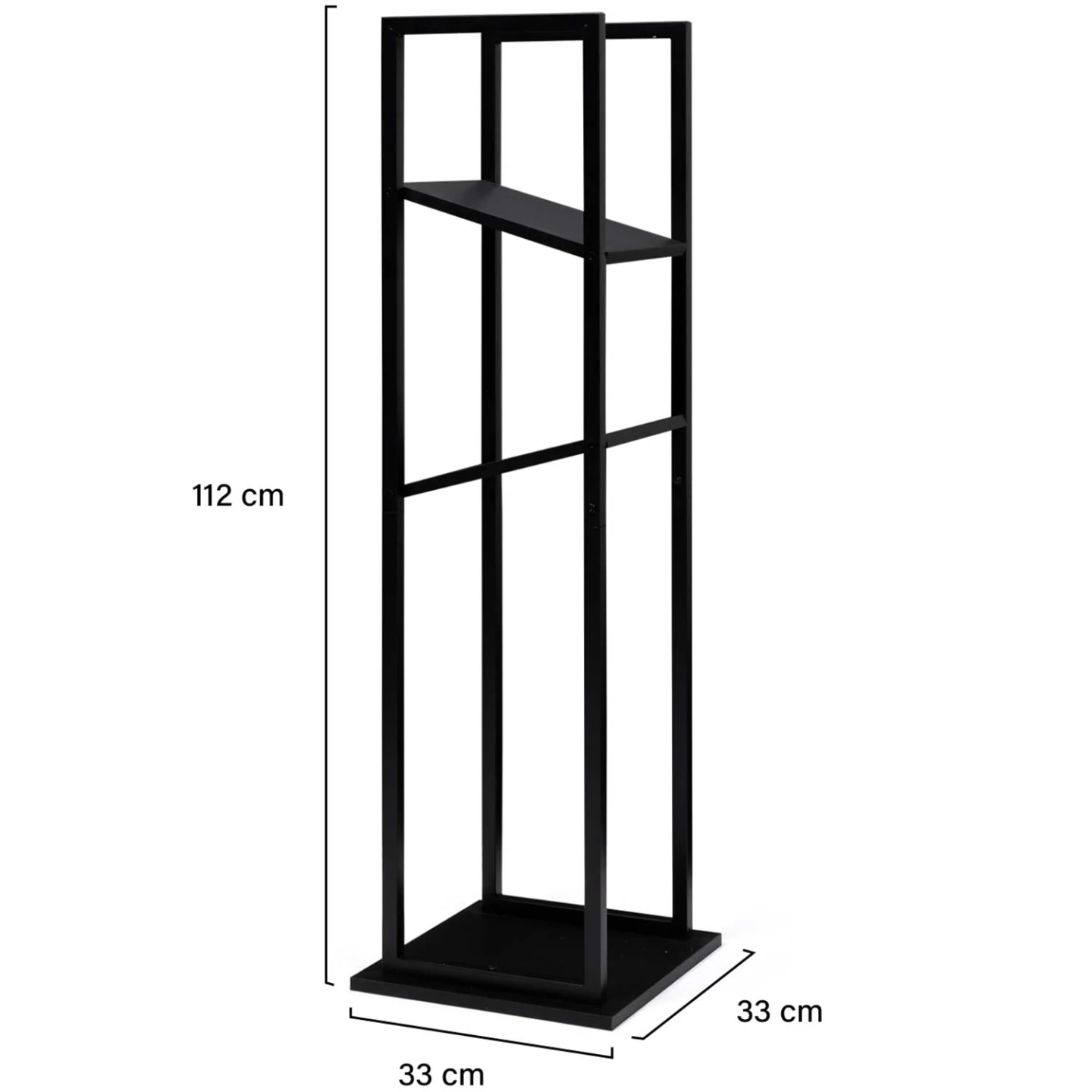 Range bûches vertical acier noir avec 2 étagères H.112 CM pour cheminée