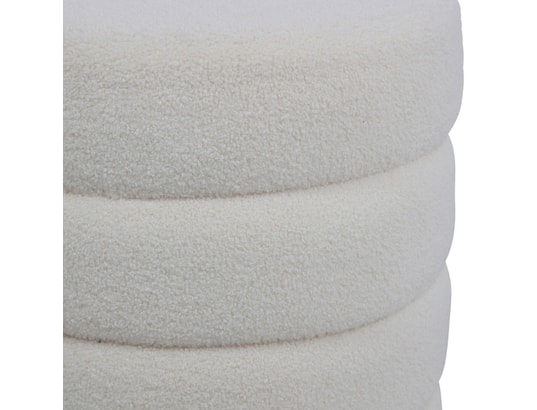 CONCEPT1 - Fauteuil tissu Fauteuil Margot et pouf Fino Blanc