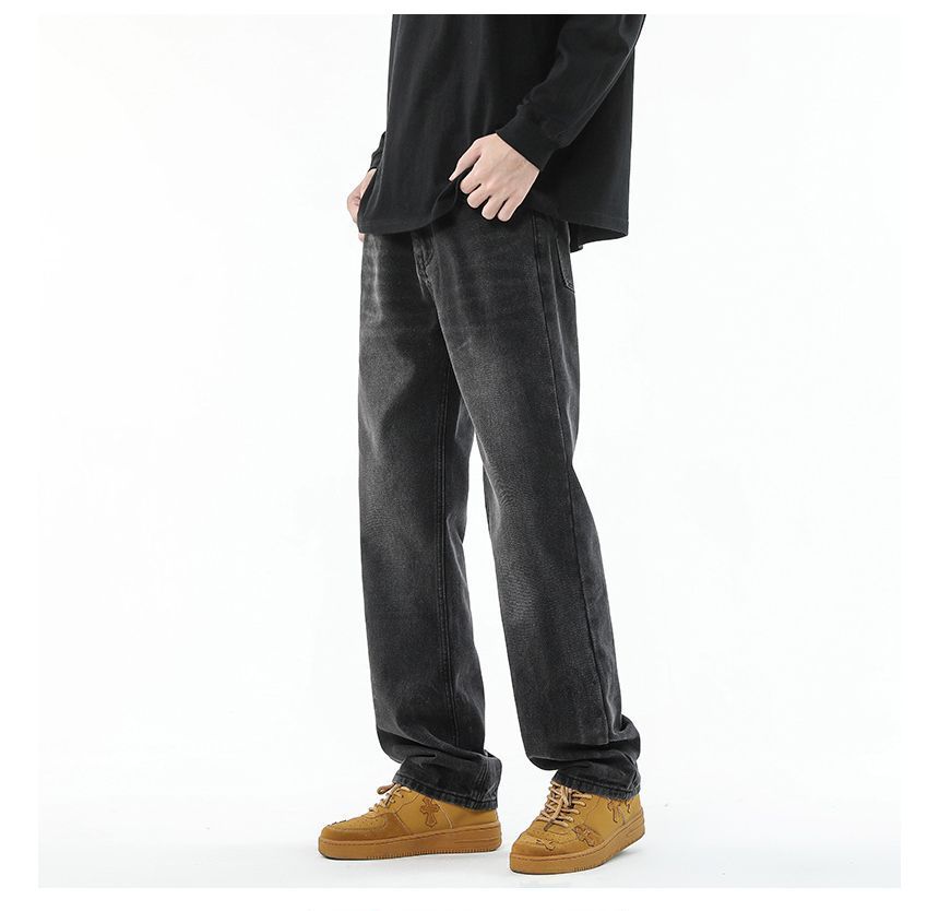 FOEV - Mid Rise Washed Loose Fit Jeans