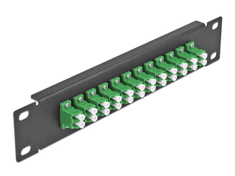 Delock Verteilerplatte 10″ LWL Patchpanel 12 Port LC Duplex 10″ LWL Patchpanel 12 Port LC Duplex grün 1 HE schwarz