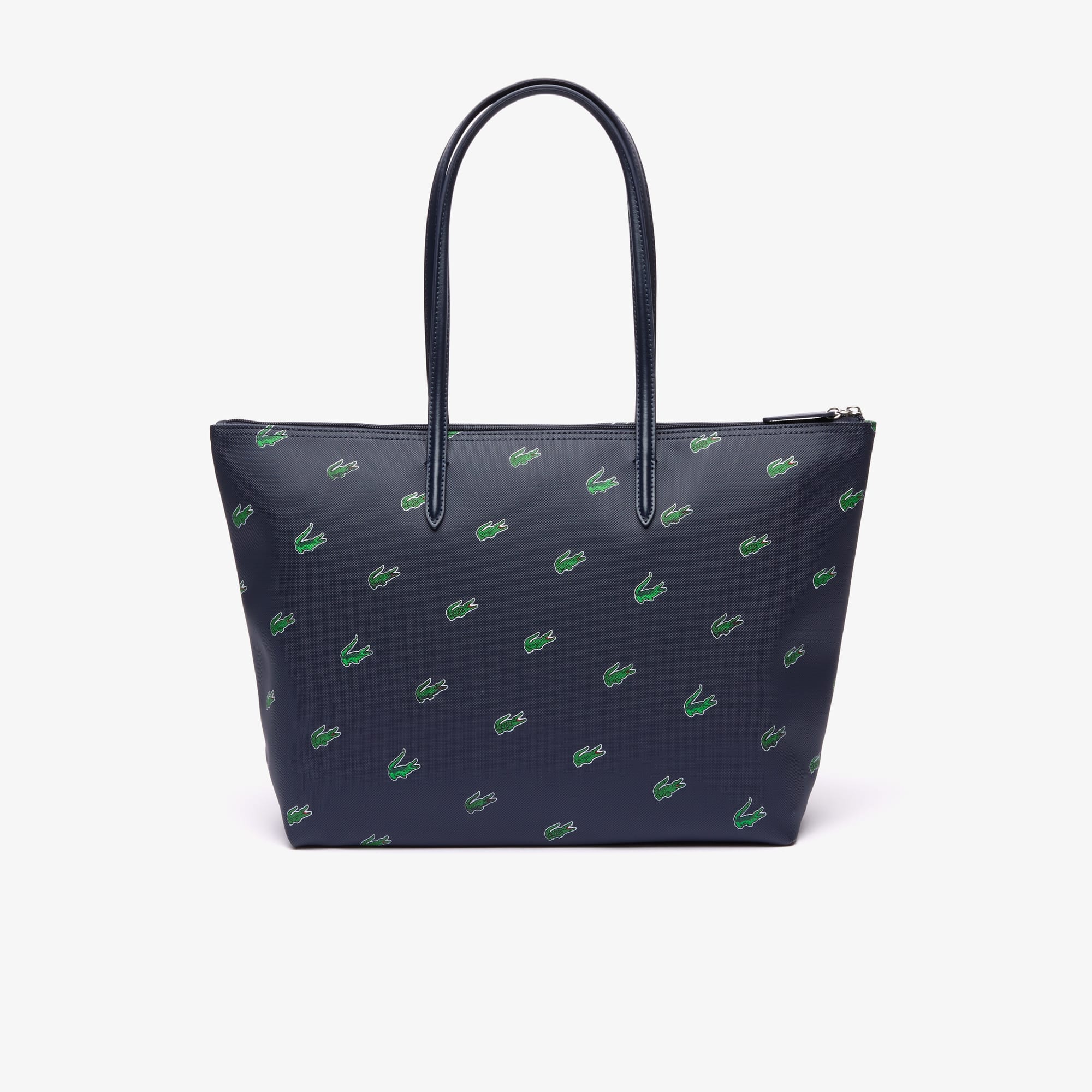 Sac cabas imprimé crocodile en toile enduite Sacs à main & Cabas - Bleu - Lacoste - Femme
