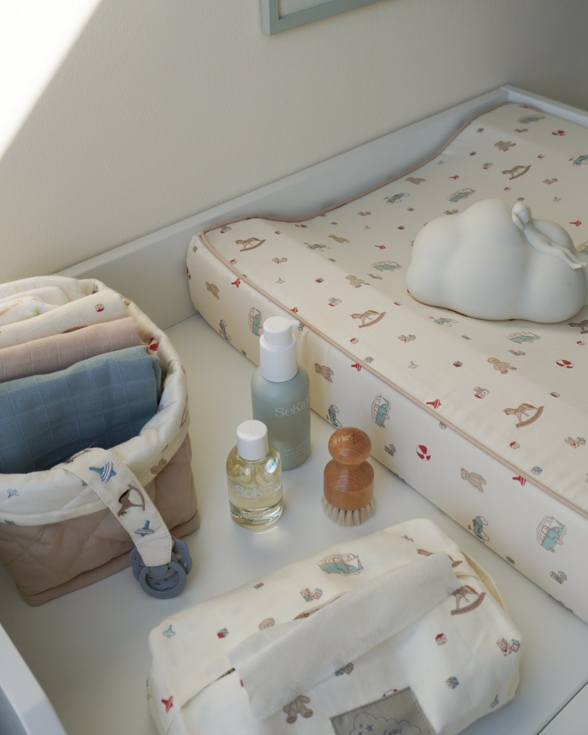 Oppbevaringskurv 2pk – Reversibel Quilt – Økologisk