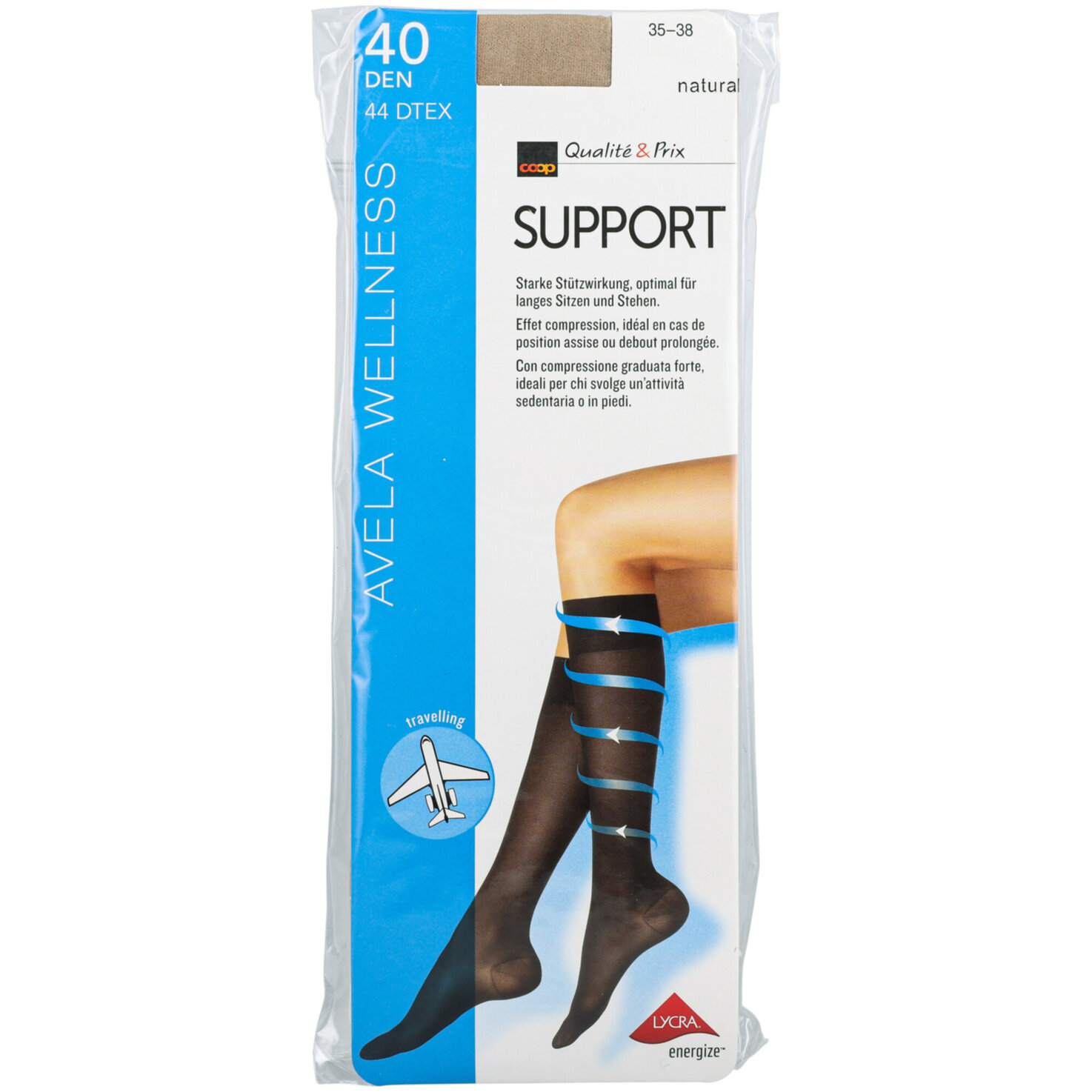 Avela Kniestrumpf Support 35-38 natural