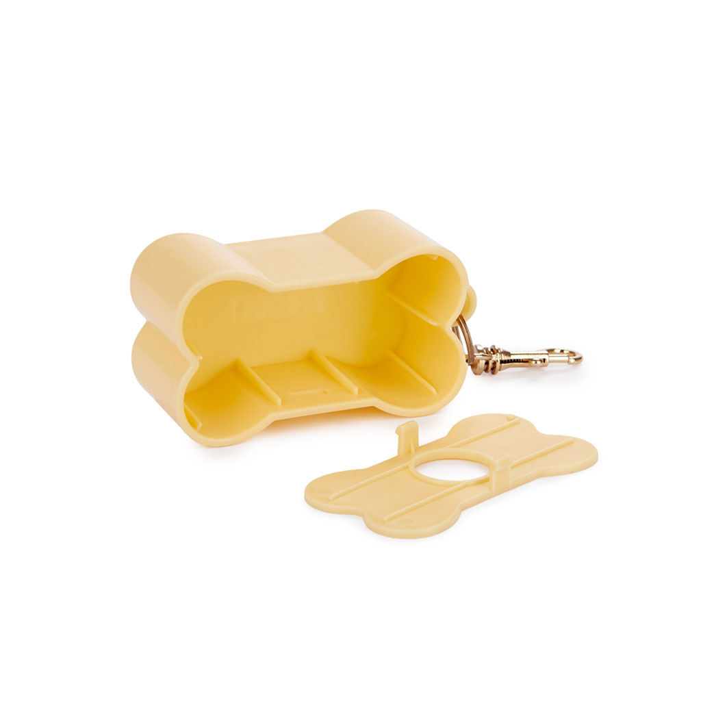 Dispensador de sacos para dejetos de cachorro Balvi Biscuit, bege, para passeios com seu pet, em formato de biscoito, de plástico.
