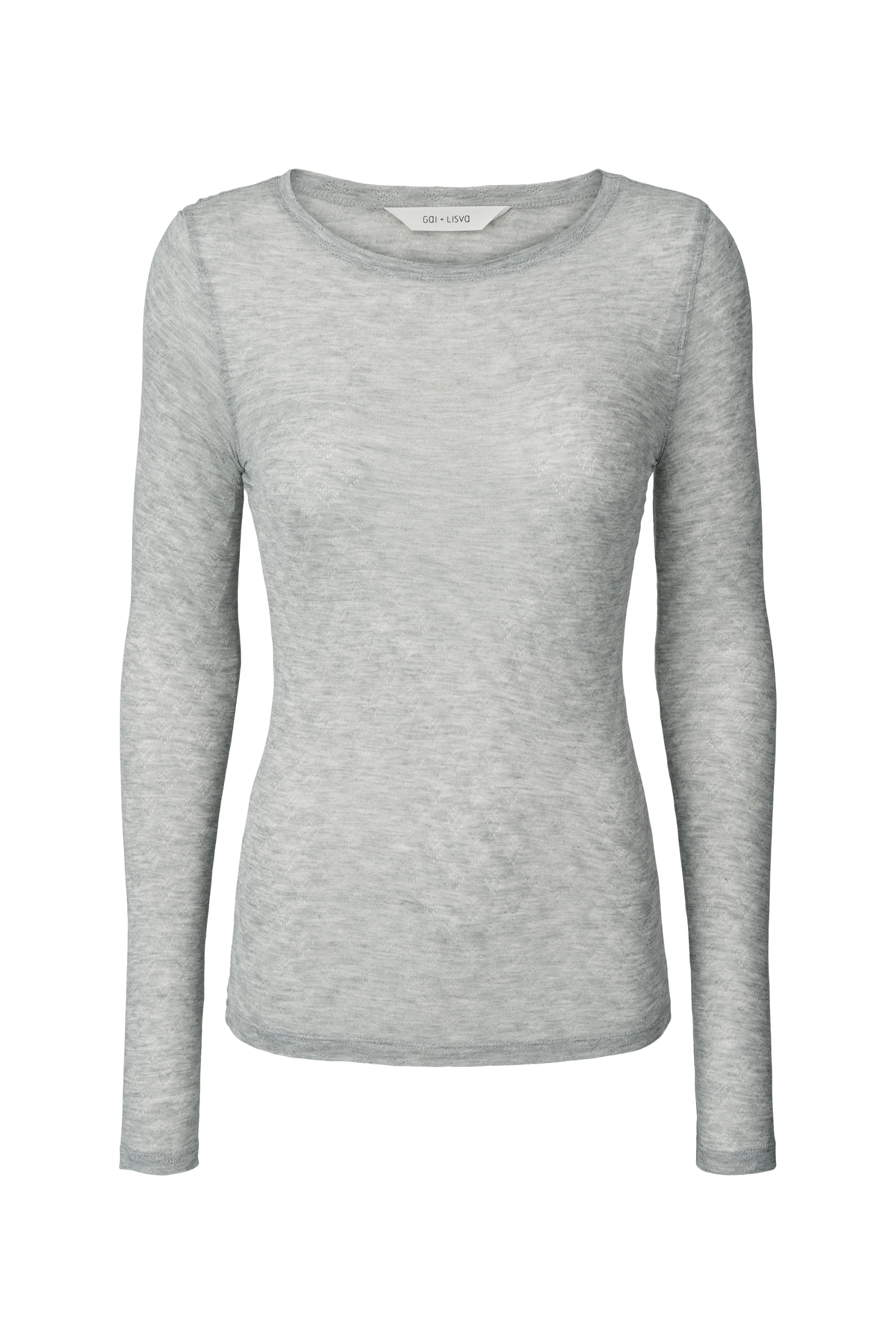 Gai+Lisva  Fermi Silk langærmet t-shirt - Light Grey Melange
