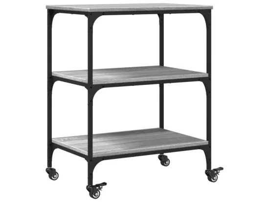 Chariot de cuisine sonoma gris 60x41x76 cm bois d'ingénierie