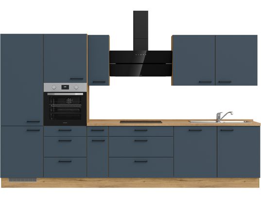CONCEPT1 - Pack Cuisine Carena 360cm H12 Gauche Bleu fjord ultra-mat