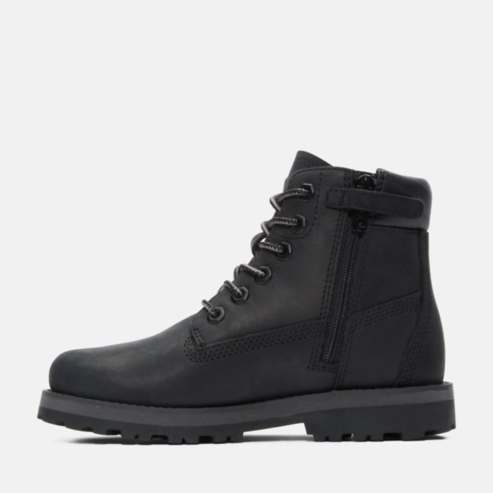 Bota infantil Courma Kid de 6 polegadas com zíper lateral, na cor preta.