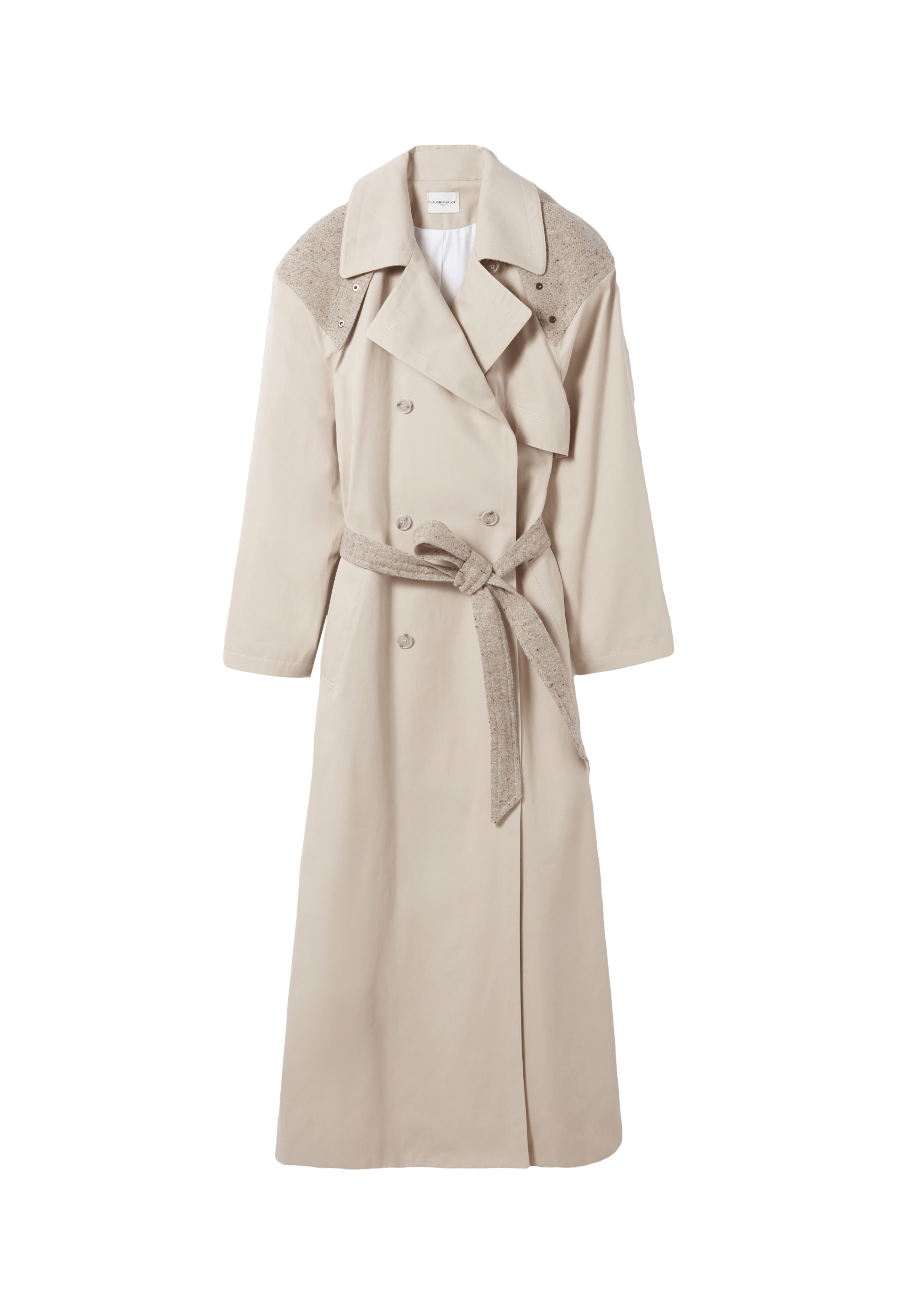 Trench long bi-matière | Beige