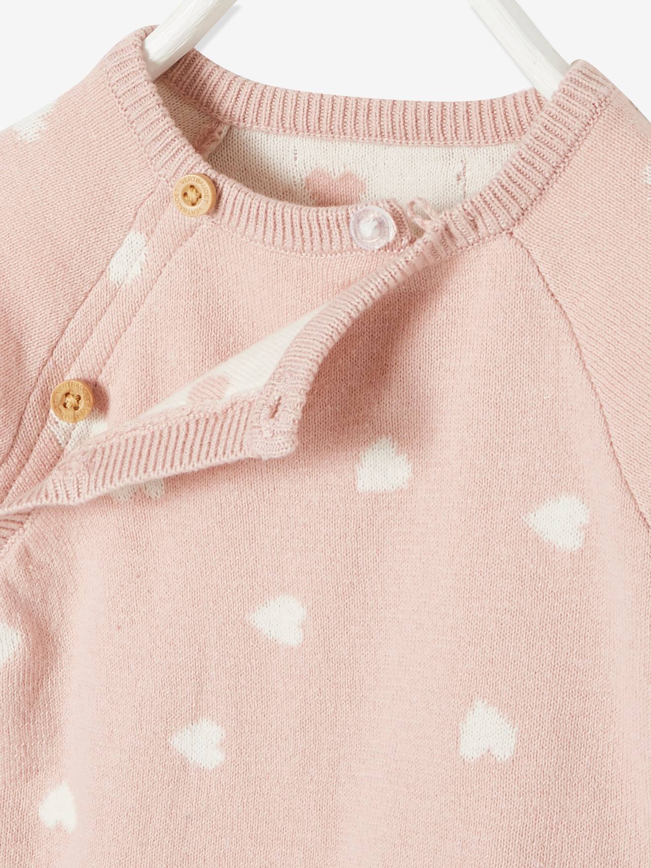Conjunto de bebê de 3 peças: suéter + calça + gorro + luvas, estampa rosa claro