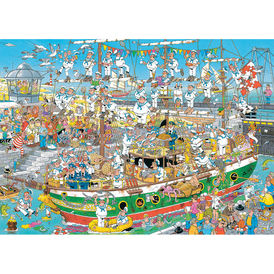 Jumbo Jan van Haasteren Special 2-in-1 Chaos op het grote zeilschip & De bibliotheek - 2 x 1000 stukjes
