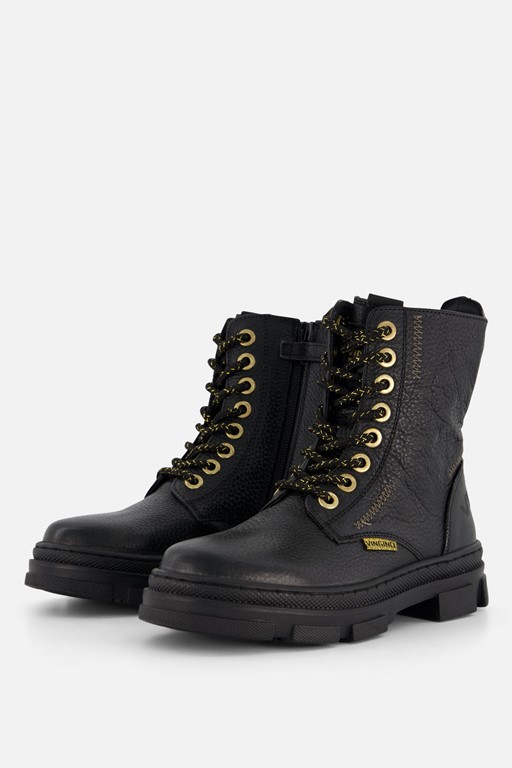 Vingino Jennifer Veterboots zwart Leer