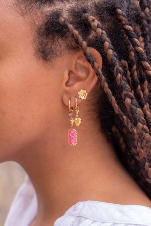 Sunrocks oorringen met roze en paarse charms