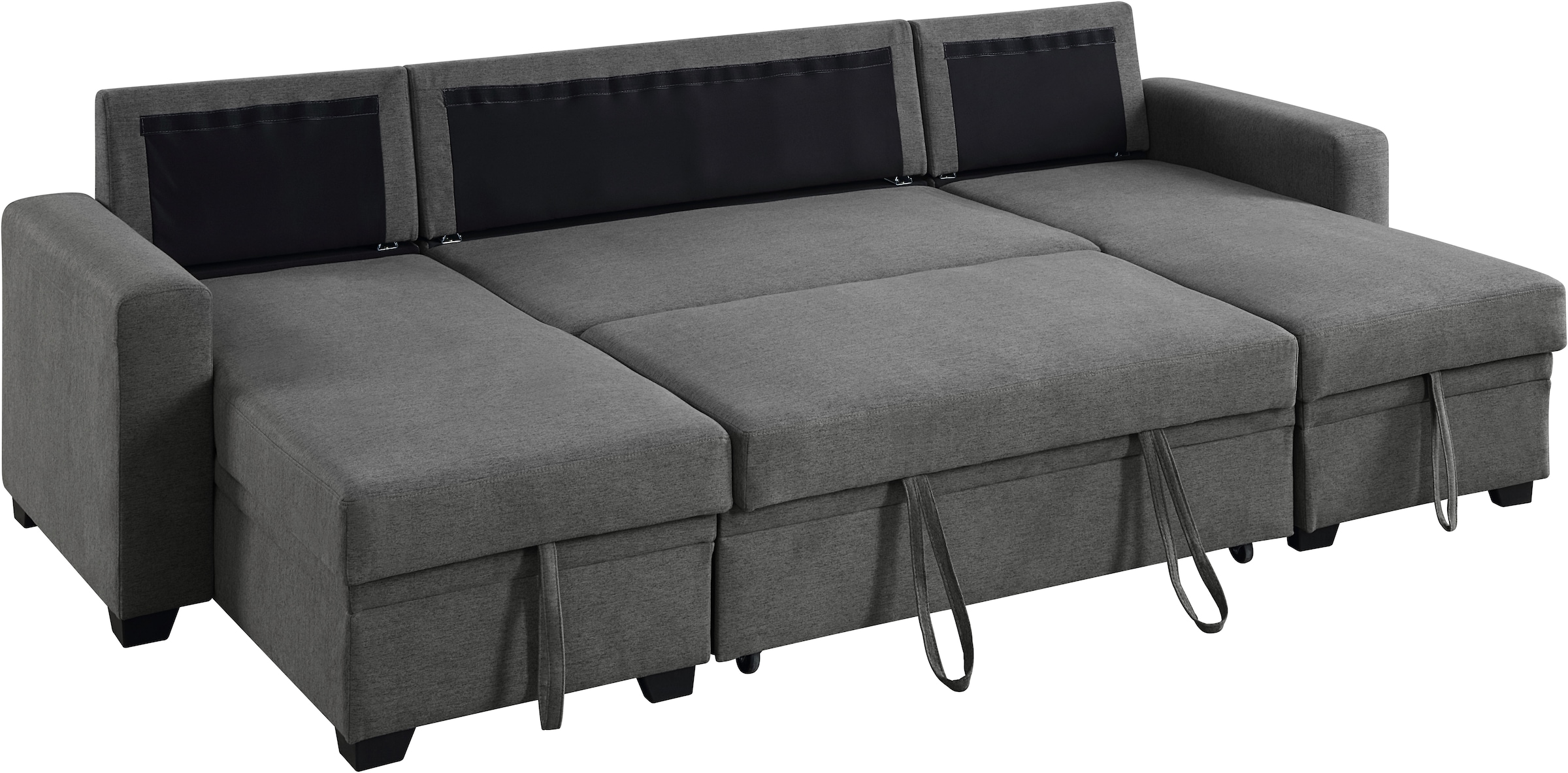 ATLANTIC home collection Wohnlandschaft »Gerrit U-Form, Br. 282 cm« mit Bettfunktion, 2 Bettkästen & 2 Zierkissen