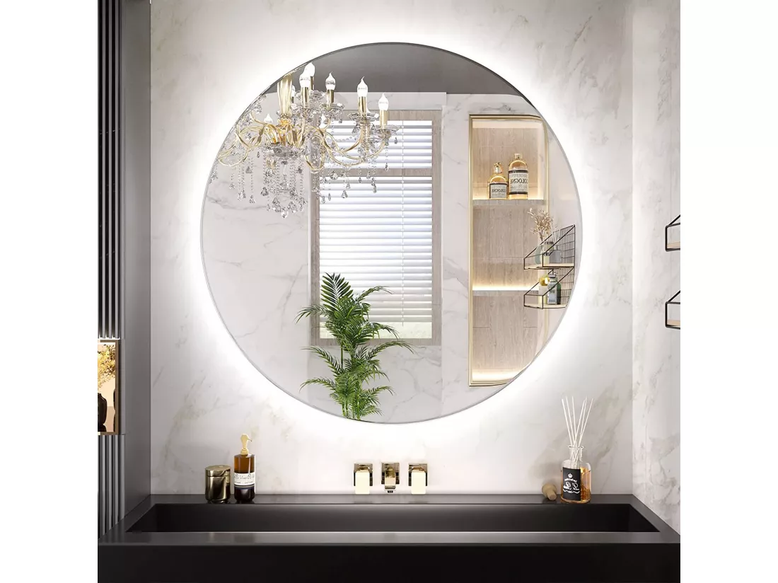 Miroir LED rond REA 50cm avec éclairage et fonction chauffage