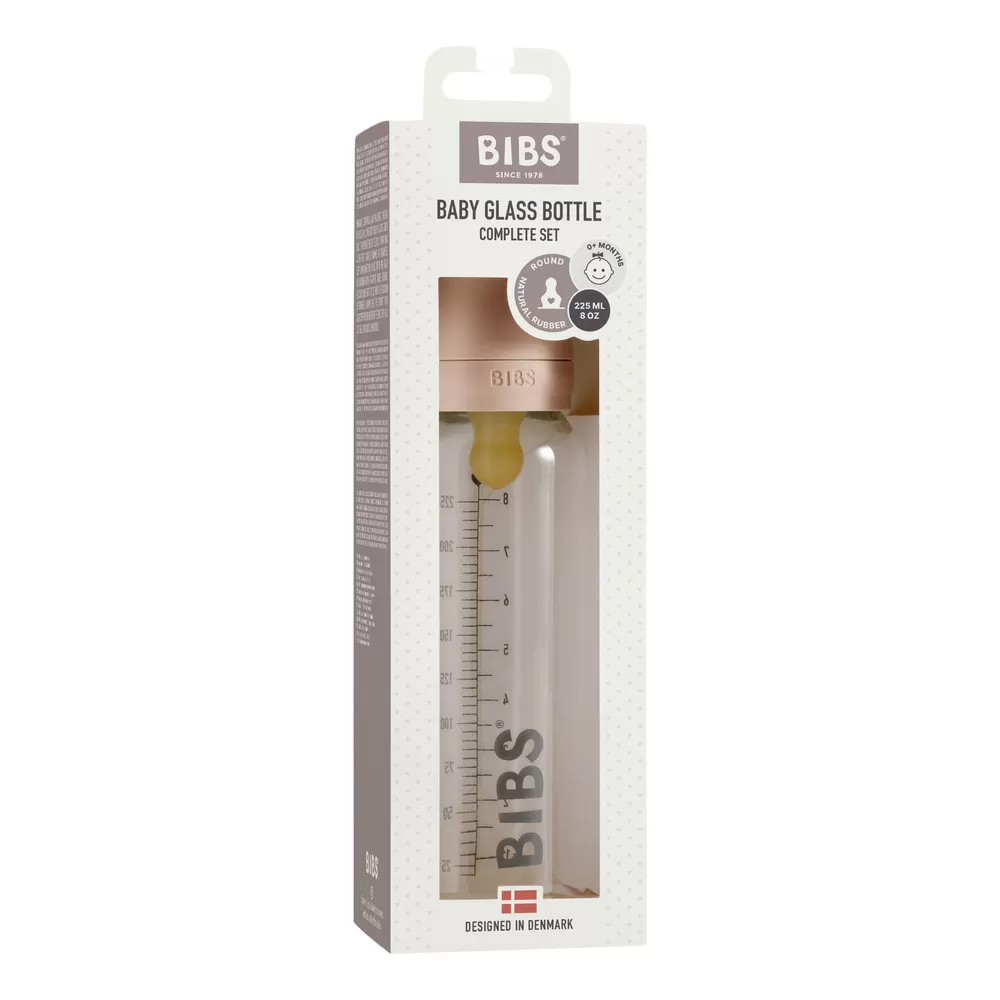 BIBS Baby Glass Bottle Complete Set Latex Blush - 225 ml.