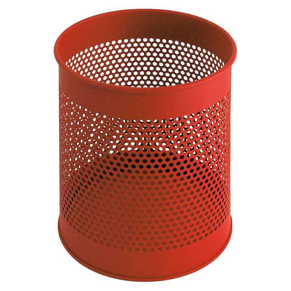 PROREGAL Ronde geperforeerde metalen prullenbak 15 liter HxØ 32 x 26 cm Rood