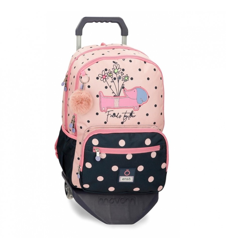Enso Mochila EnsoFriends Together doble compartimento con carro rosa