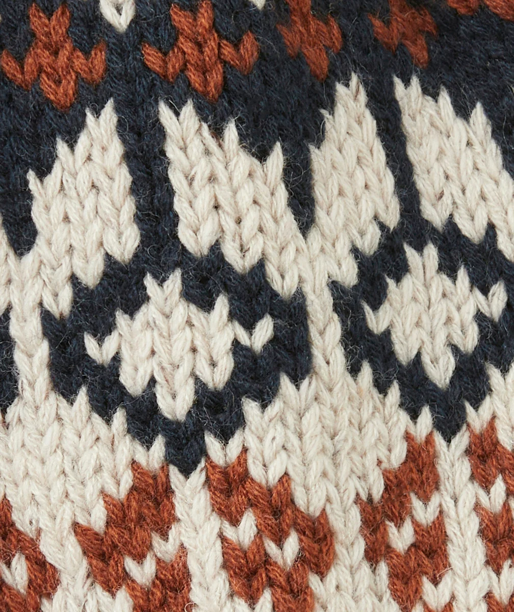 BONNET EN TRICOT GARÇON EN FIBRES RECYCLÉES ÉCRU BLEU ET MARRON