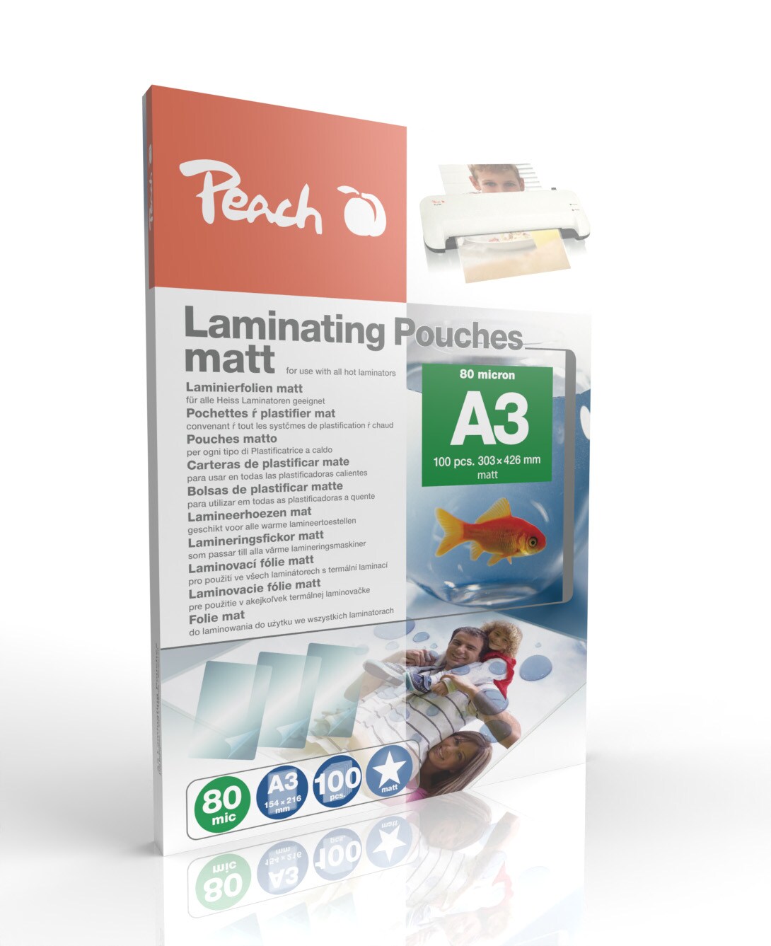 Peach 100 x A3 Laminierfolien, 80 mic, matt
