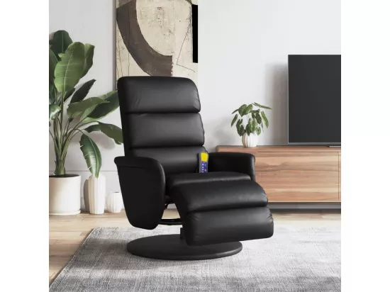 Fauteuil inclinable massant repose-pieds noir similicuir