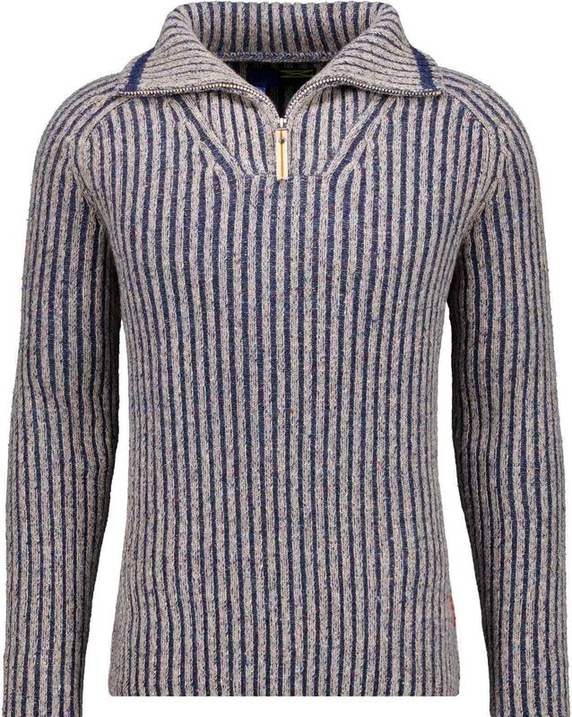RAGMAN Half-Zip Sweater blauw, Gestreept