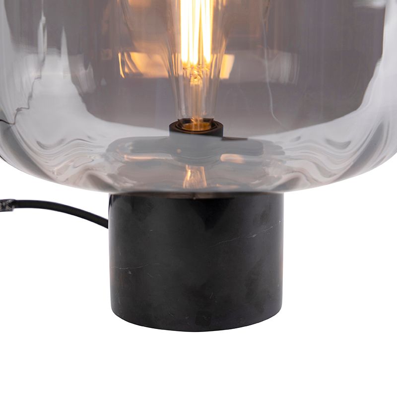 Design tafellamp zwart met smoke glas - Qara