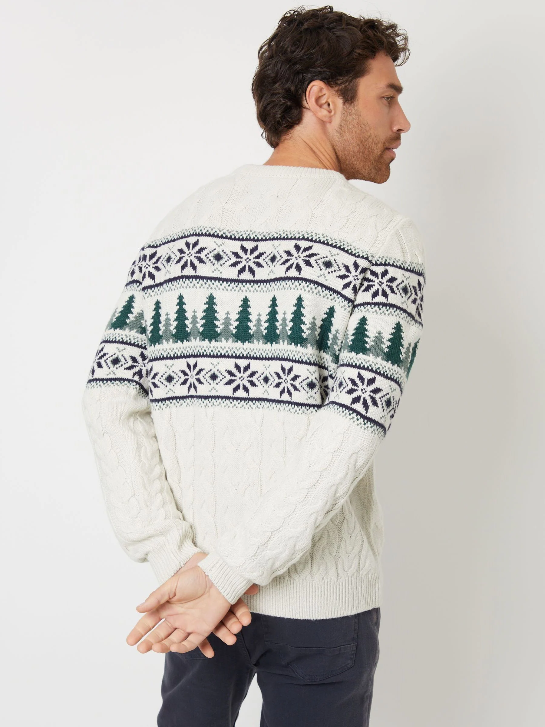 Threadbare Cable Knit Christmas Fairisle Pattern Jumper