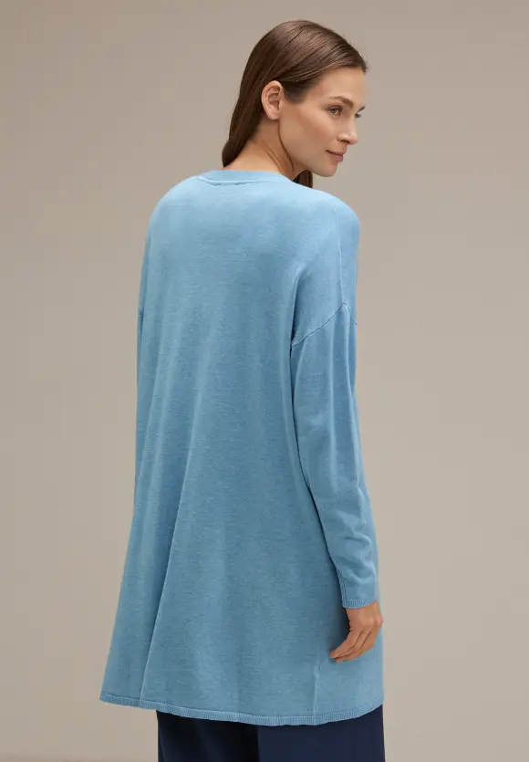 Langer Cardigan - hazy blue melange