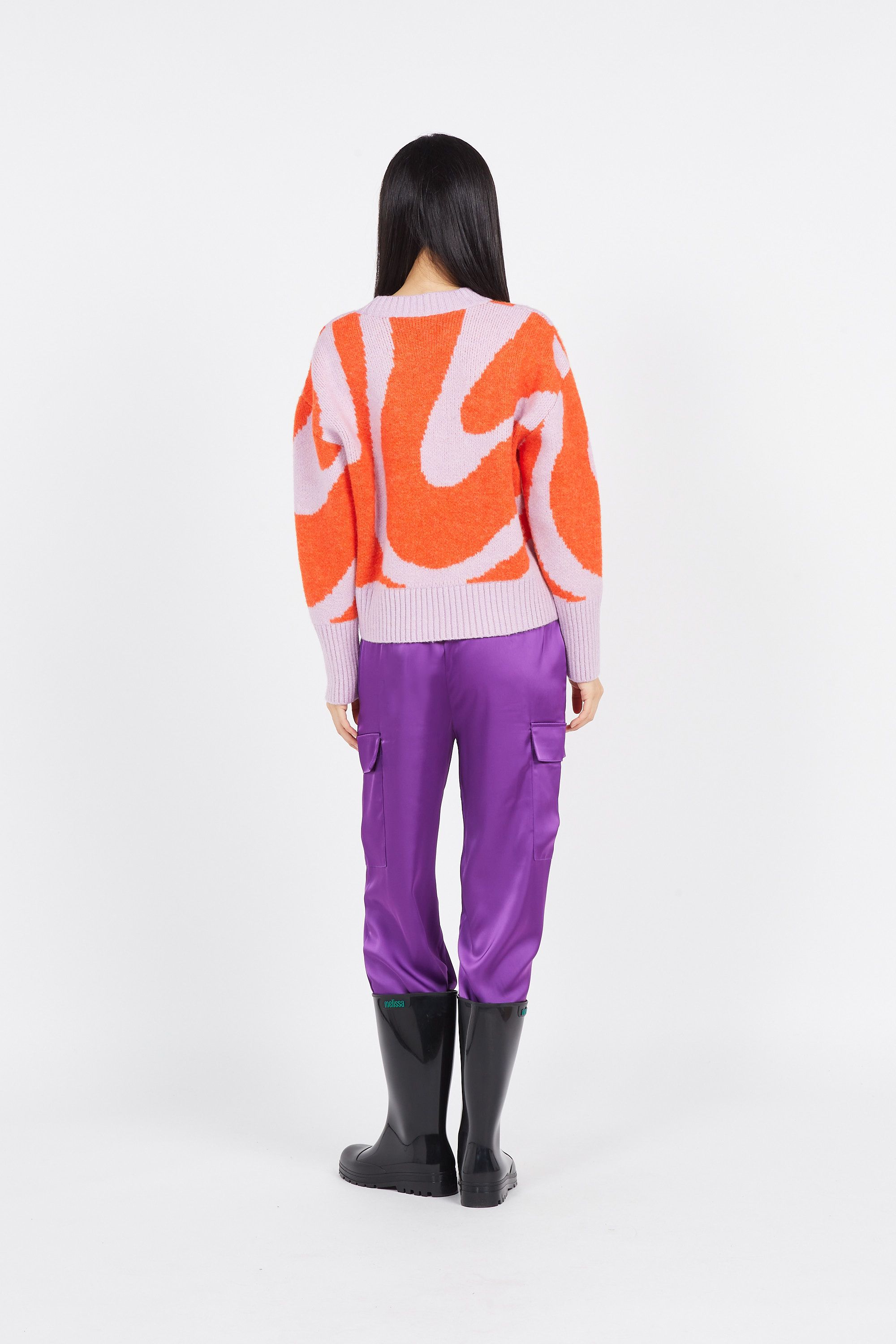 ON VACATION Pull Swirls Knit Sweater - Peach Orange