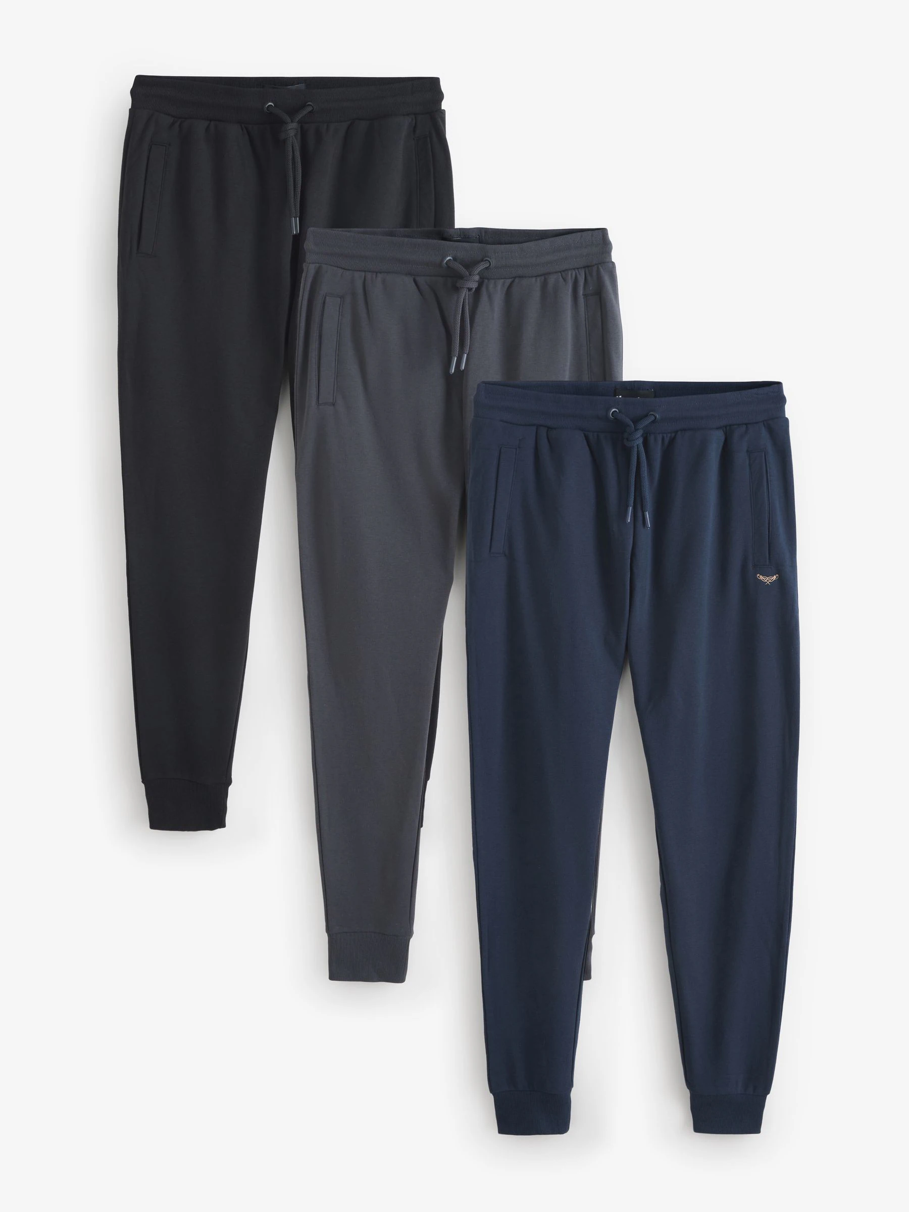 Zwart/antraciet/marineblauw - Threadbare Regular Fit Joggingbroeken 3 Set