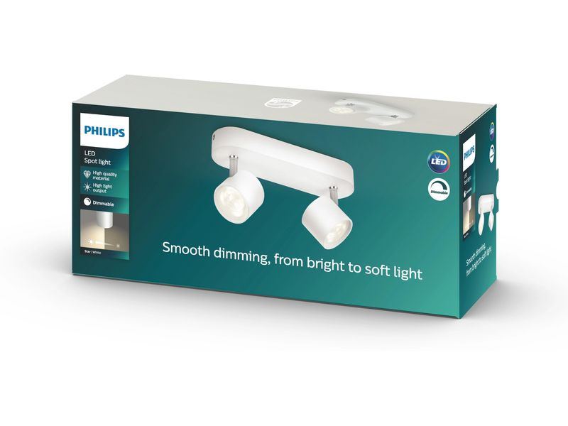 Philips Aufbauspot myLiving Star 56242/31/16 Weiss Deckenspot mit beweglichen Leuchtenköpfen