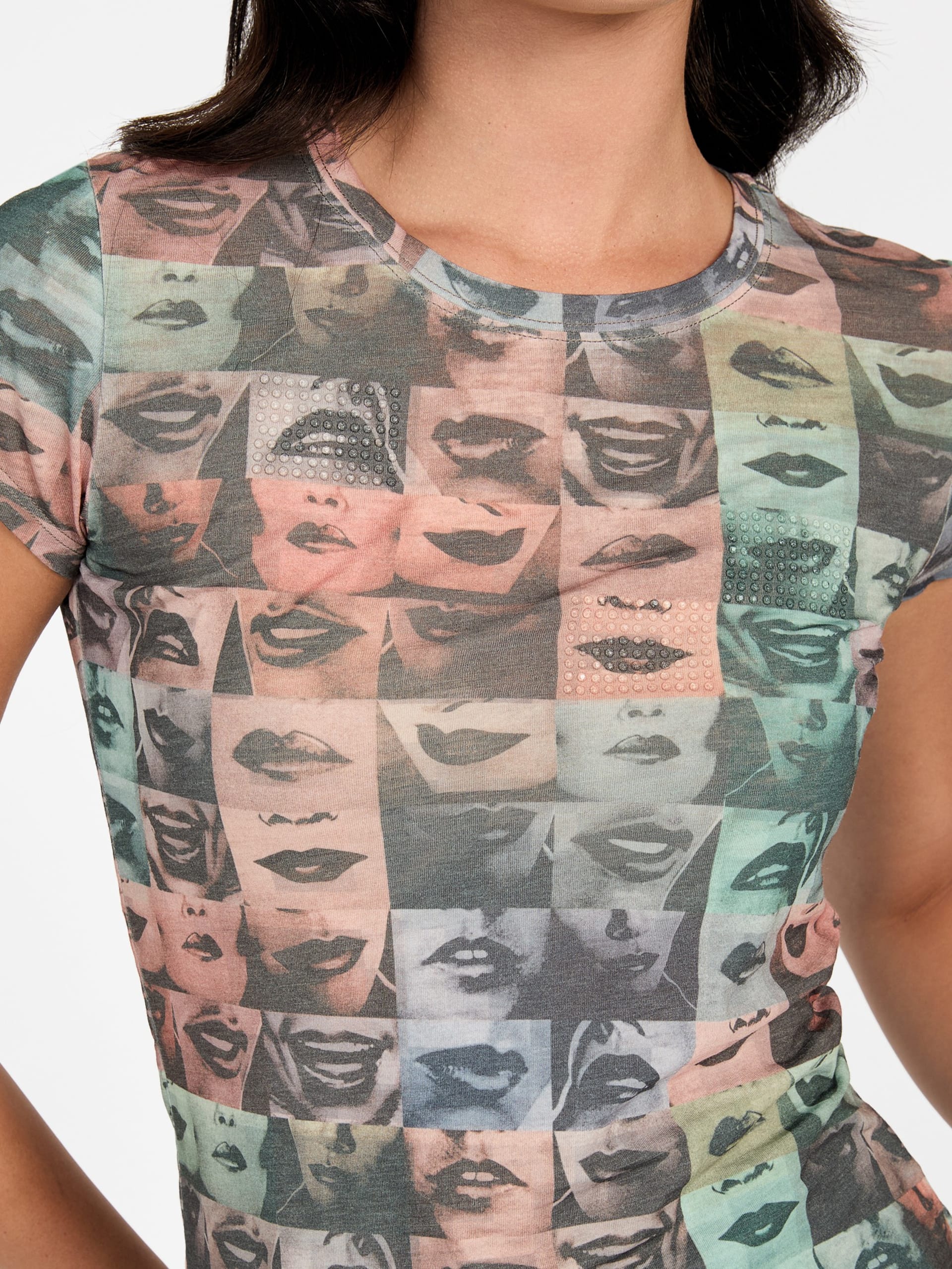 Camiseta Checkered Lips Burnout