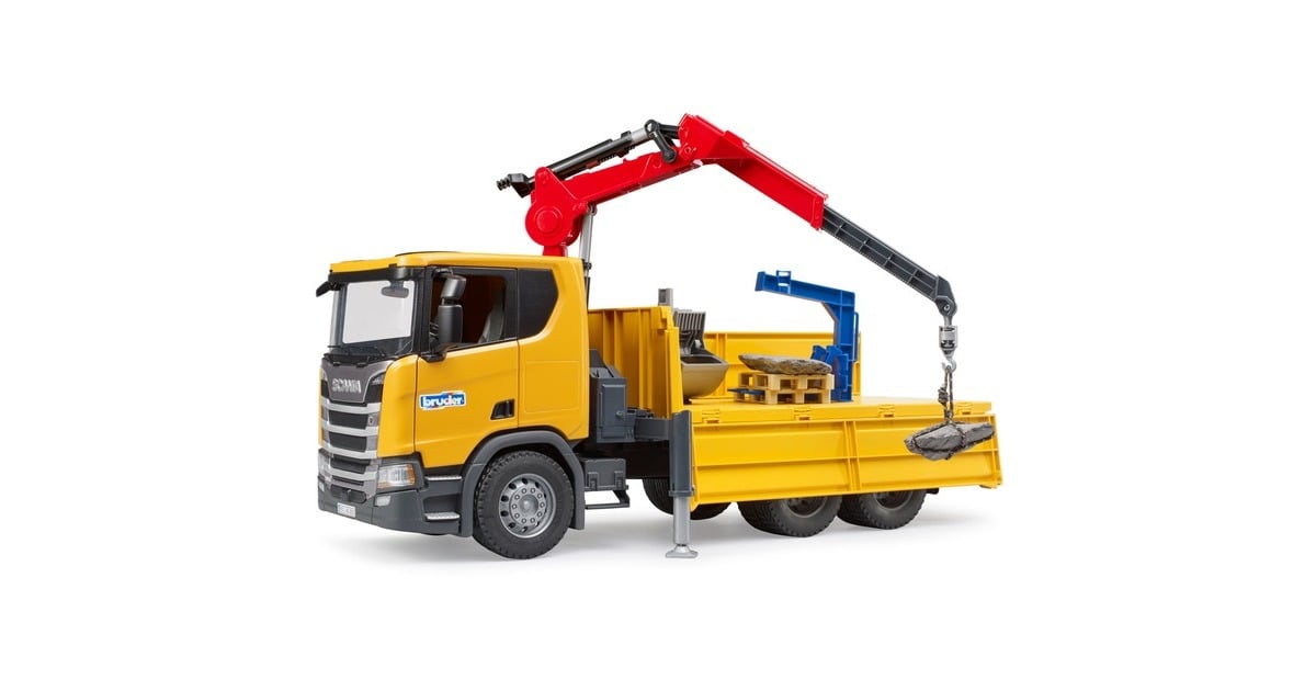 bruderScania Super 560R constructie vrachtwagen met kraan en 2 pallets Modelvoertuig  (03551)