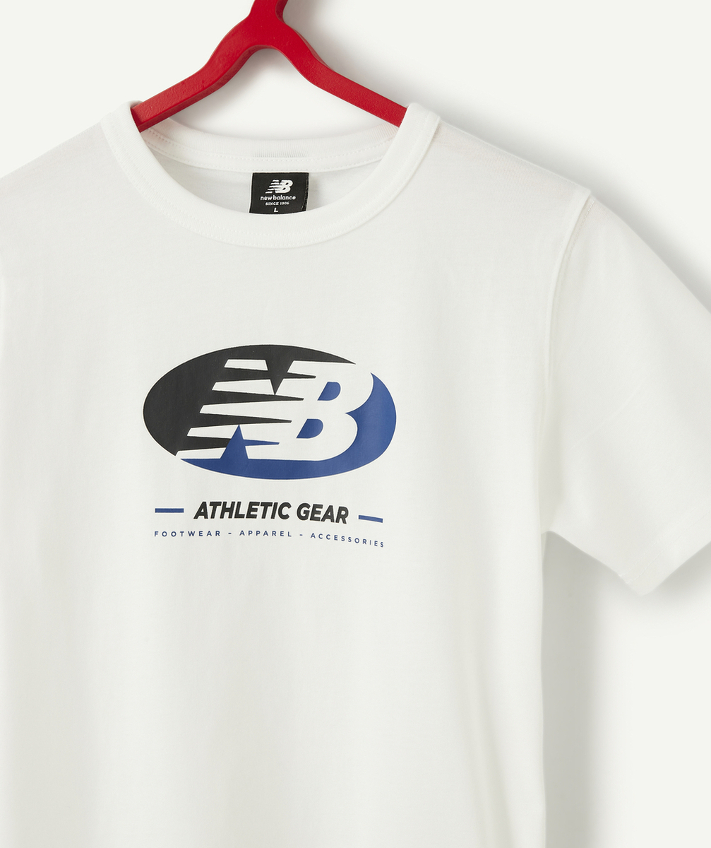 NEW BALANCET-SHIRT BLANC GARÇON ESSENTIALS STACKED LOGO GRAPHIC