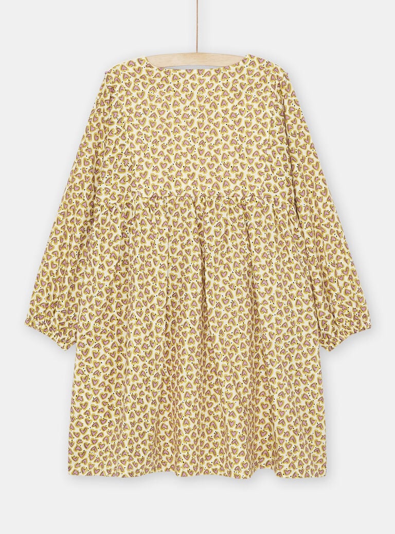 Robe écru, rose et vert fille