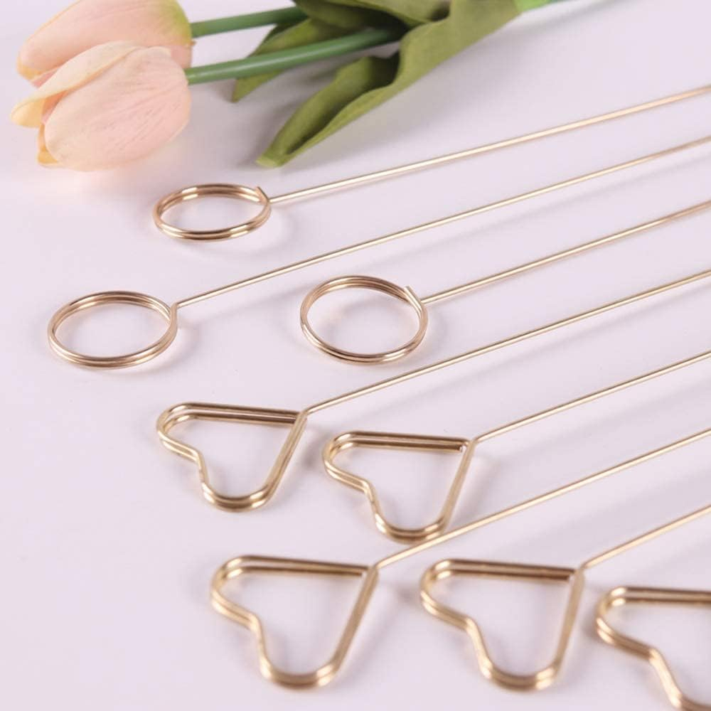 (30er Set) 34cm Metall Blumenstrauss Tischkarten Halter Deko Geschenk Clip Floristik Grusskarten Bouquet Stecker - Gold