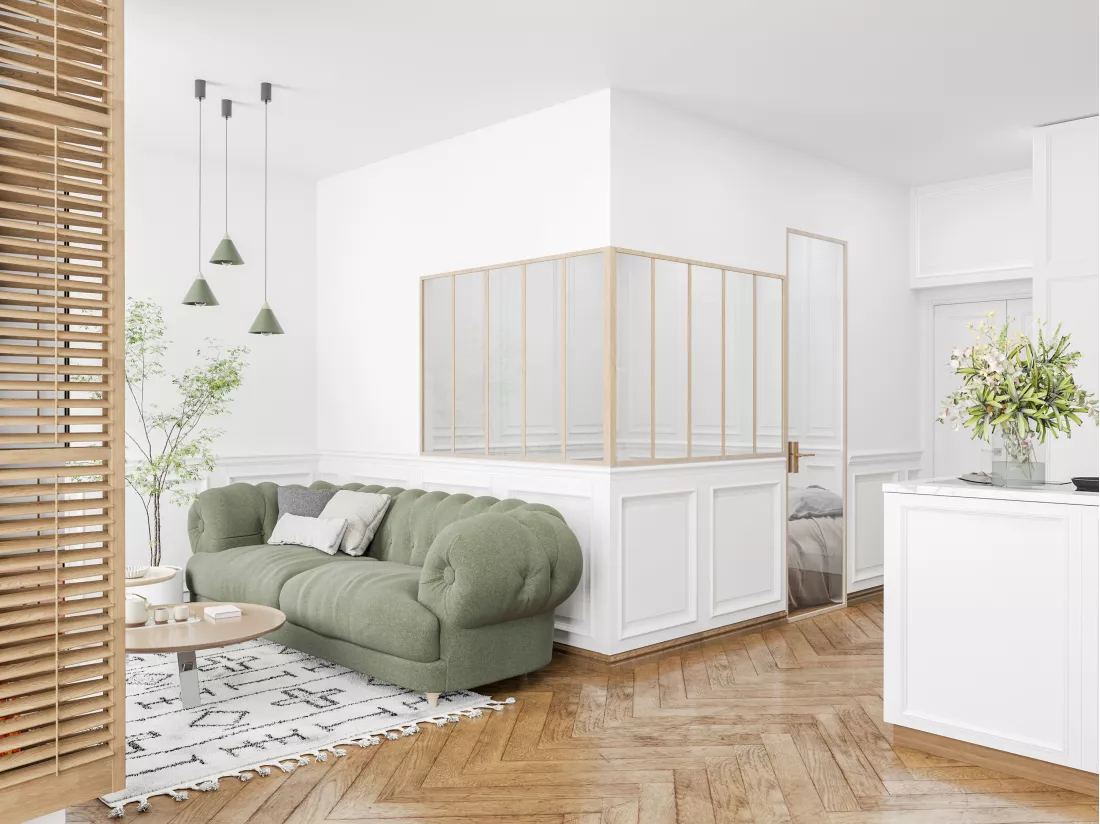 Verrière d'angle d'atelier en aluminium thermolaqué - L150 x L150 x H105 - Naturel clair - BAYVIEW