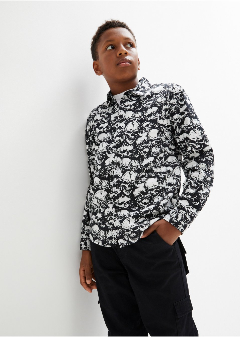 Chemise manches longues garçon avec imprimé, Slim Fit