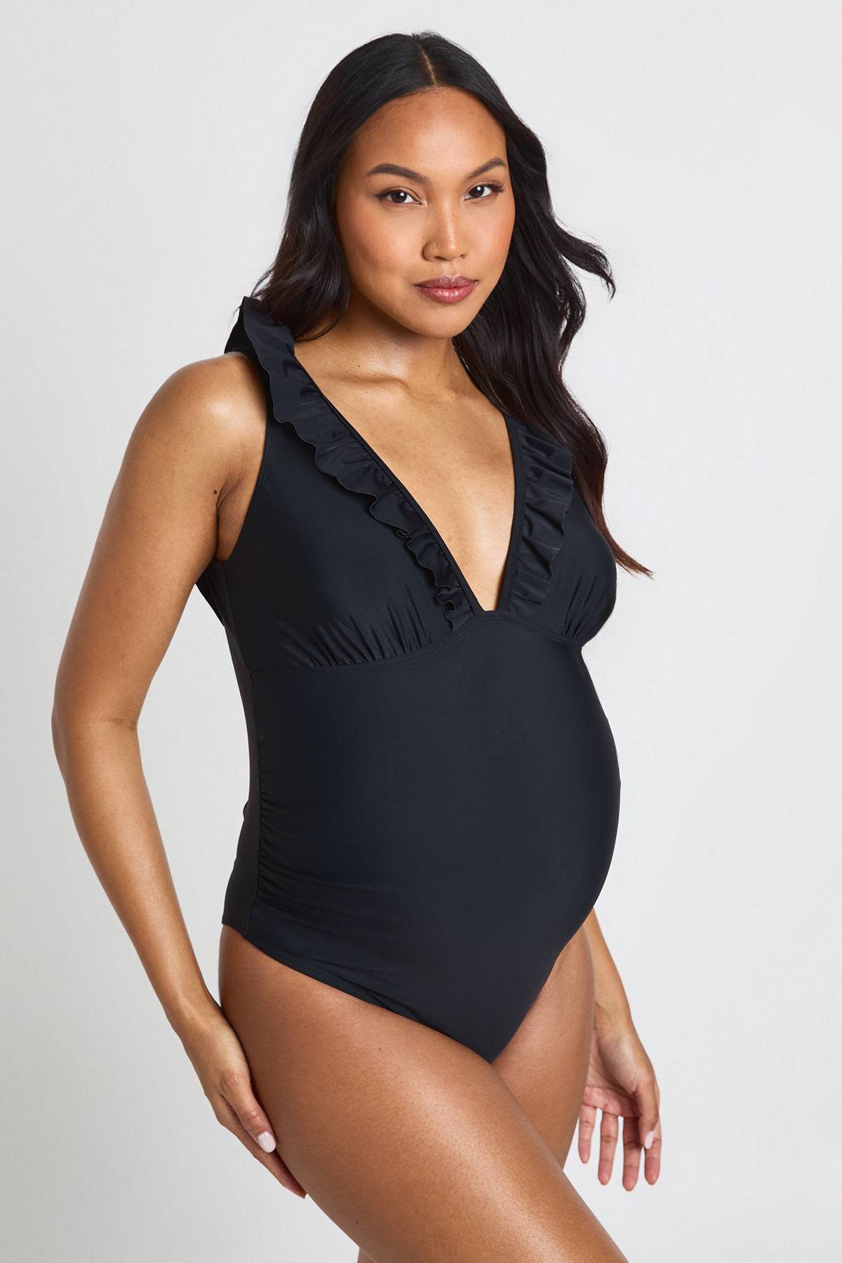 boohoo Maillot De Bain De Maternité Plongeant À Volants