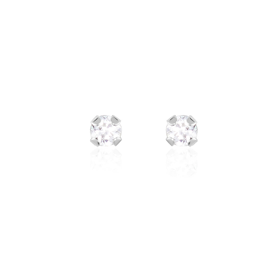 Boucles D'oreilles Puces Eddie Or Blanc Oxyde De Zirconium