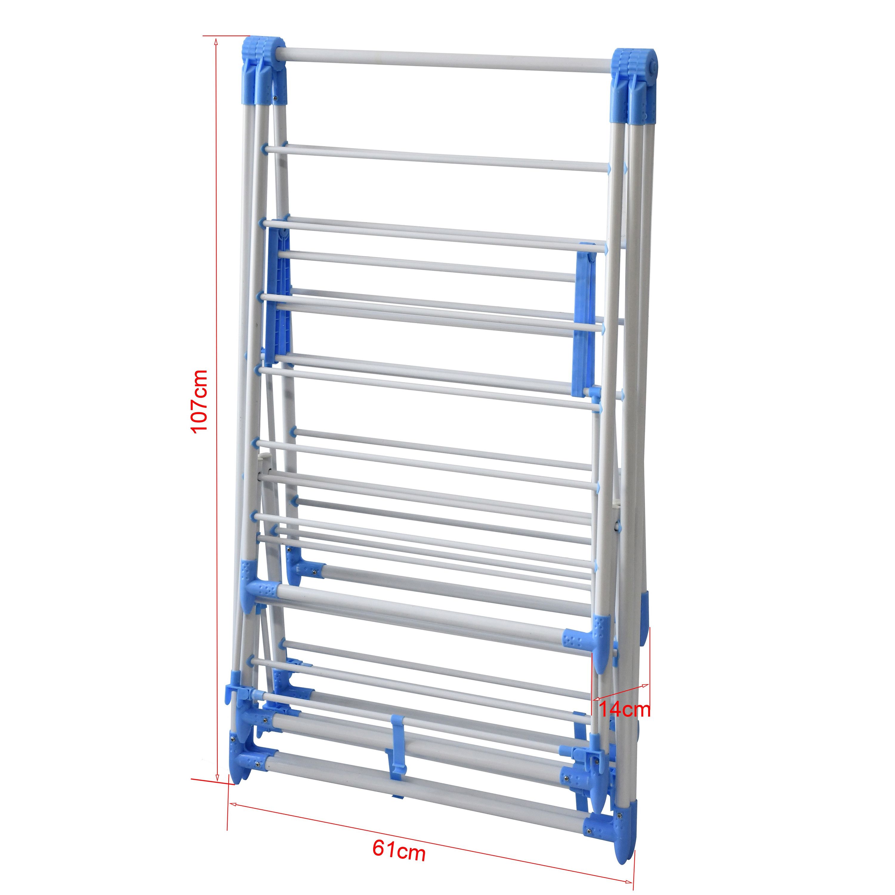 Wäscheständer 3 Etagen klappbar weiss/blau
