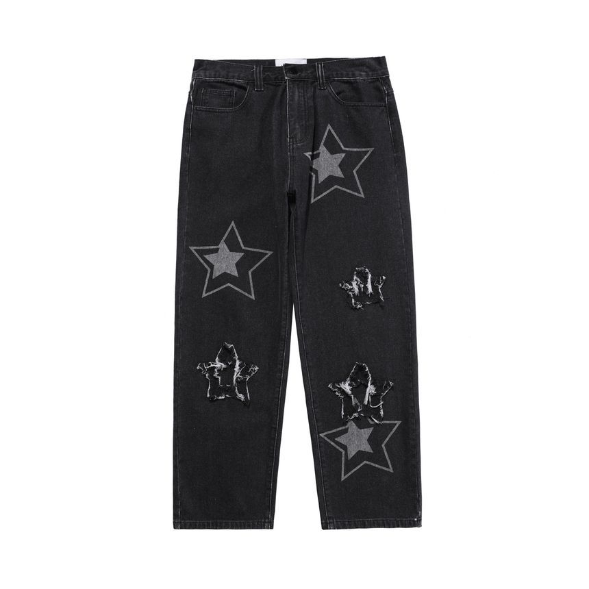 GRAYCIOUS - Hoge taille sterrenprint losse jeans
