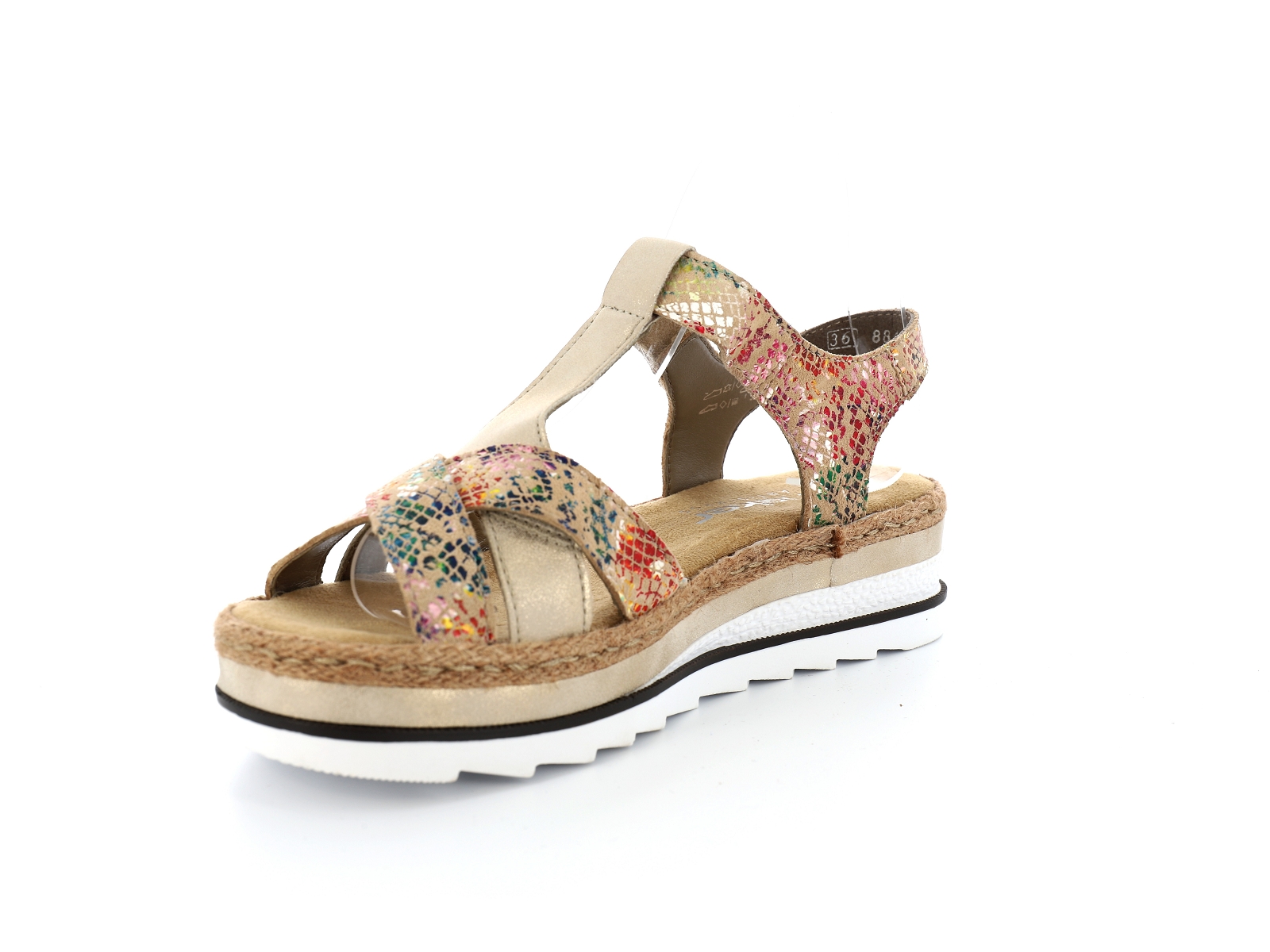 Rieker-V7919 Matières combinées Beige Or