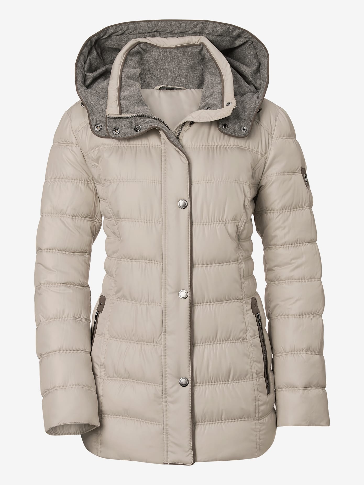 Veste décontractée col montant capuche doublure contrastée