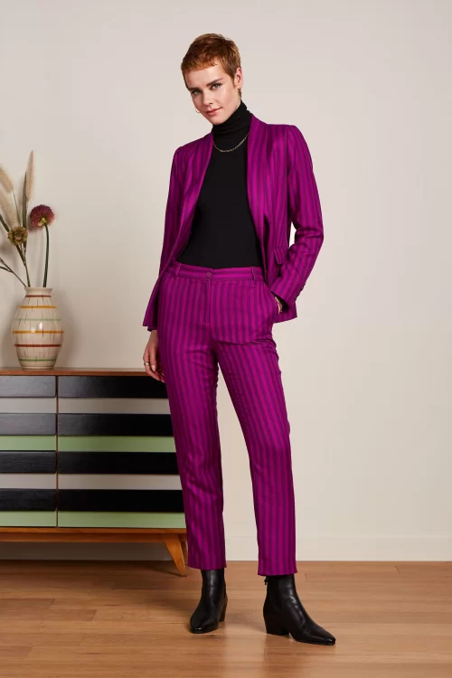 King Louie Brooke Metro Stripe blazer in wild fuchsia